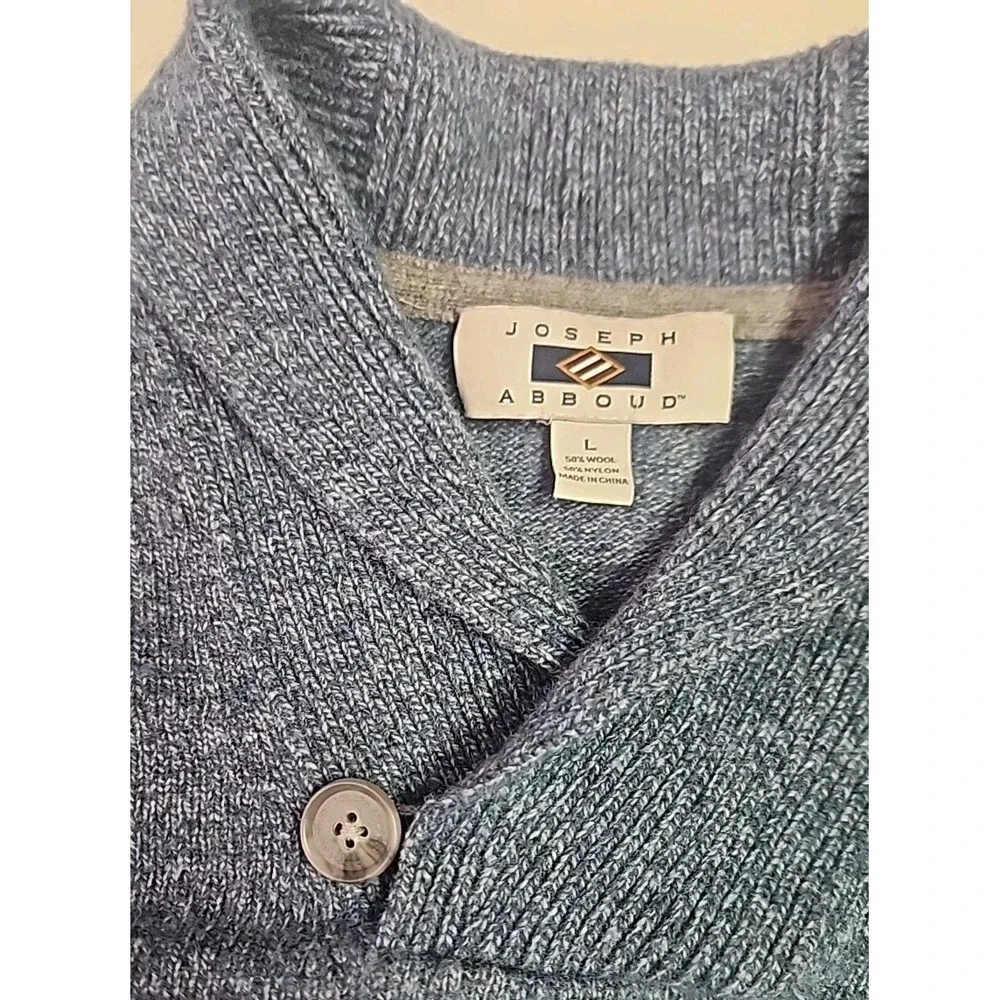 Joseph Abboud Mens L Blue Wool/Blend Shawl Collar Sweater Grandpacore Gorpcore